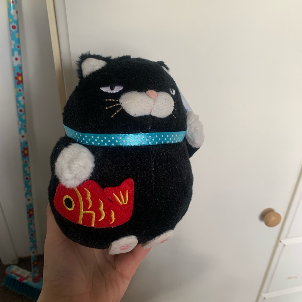 Kawaii Japanese AMUSE Higemanjyu Lucky Cat Plush (Black) – New w/ Tag
